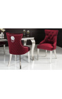 Set 2 scaune baroc moderne, spatar diamant, otel visiniu si cromat
