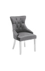 Σετ 2 μοντέρνες μπαρόκ καρέκλες, διαμαντένια πλάτη, γκρι και χρωμιωμένο ατσάλι