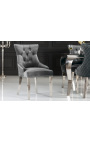 Conjunt de 2 cadires barrocs modernes, respatller de diamant, acer gris i cromat