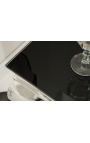 Consola barroca moderna de acero inoxidable plata plato en vidrio negro
