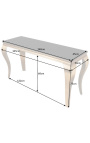 Modern baroque console in golden stainless steel and top black glass