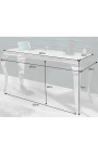 Consola barroca moderna en acer plata i sobre d'imitació de marbre blanc