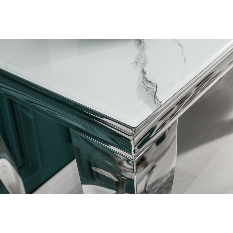Consolle da ingresso barocco colore bianco con fregi argento completa - Le  Chic Arredamenti
