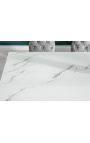 Mesa de jantar barroca moderna, aço cromado, vidro imitação de mármore branco 200cm - 4
