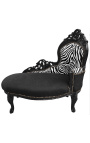 Tecido veludo preto sofá-cama barroco e encosto zebra e madeira preta