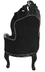 Chaise Baroque Longue Veludo preto com encosto de zebra e madeira preta - 14