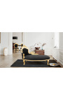 Grande méridienne baroque tissu velours noir et bois doré