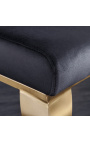 Σετ 2 μοντέρνες καρέκλες μπαρόκ, ίσια πλάτη, μαύρο και χρυσό ατσάλι
