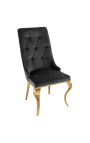 Ensemble de 2 chaises baroque contemporaines velours noir et acier doré