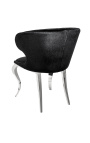 Conjunt de 2 cadires d'ala barrocs modernes de vellut negre i acer cromat