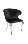 Conjunt de 2 cadires d'ala barrocs modernes de vellut negre i acer cromat