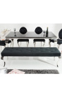 Banc pla barroc modern de vellut negre i acer inoxidable cromat