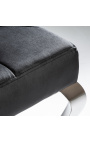 Banc pla barroc modern de vellut negre i acer inoxidable cromat