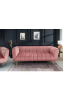 LETO 3-местен диван от старо розово кадифе със златни крака