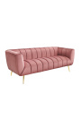 LETO 3θέσιος καναπές σε παλιό ροζ βελούδο με χρυσά πόδια