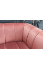 LETO 3-sits soffa i gammalrosa sammet med gyllene fötter