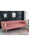 LETO 3-seater sofa in old pink velvet with golden feet