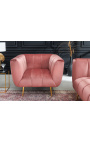 LETO fauteuil in oud roze fluweel met gouden pootjes