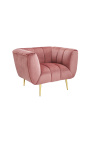 LETO fauteuil in oud roze fluweel met gouden pootjes