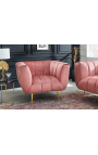 Fotelj LETO iz starega roza žameta z zlatimi nogami