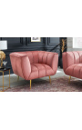 LETO armchair in old pink velvet with golden legs