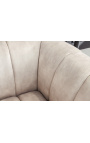 LETO armchair in champagne-coloured velvet with black legs