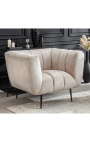 Fauteuil LETO en velours couleur champagne avec pieds noirs