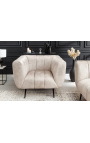 Fauteuil LETO en velours couleur champagne avec pieds noirs