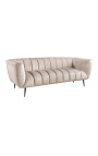 LETO 3-seater sofa in champagne-coloured velvet with black legs