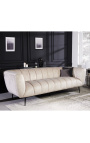 LETO 3-seater sofa in champagne-coloured velvet with black legs