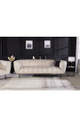 3-osobowa sofa LETO z aksamitu w kolorze szampana z czarnymi nogami