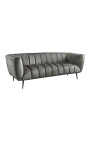 LETO 3-sits soffa i mörkgrå sammet med svarta ben