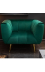 Fotel LETO w szmaragdowo zielonym aksamicie ze złotymi nogami
