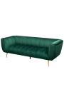 Canapea LETO 3 locuri din catifea verde smarald cu picioare aurii