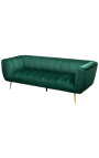 LETO 3-seater sofa in emerald green velvet with golden feet