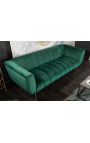 LETO 3-seater sofa in emerald green velvet with golden feet