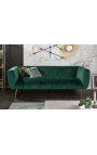 LETO 3-seater sofa in emerald green velvet with golden feet