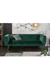 LETO 3-seater sofa in emerald green velvet with golden feet