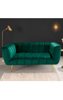 LETO 3-sits soffa i smaragdgrön sammet med gyllene fötter