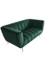 LETO 3θέσιος καναπές από σμαραγδένιο πράσινο βελούδο με χρυσά πόδια