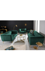 LETO 3-istuttava sohva smaragdinvihreää samettia kultaisilla jaloilla
