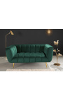 LETO 3-seater sofa in emerald green velvet with golden feet