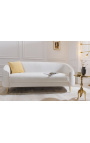 MALO 3-Sitzer-Sofa aus korbförmigem weißem Lockensamt und goldenen Füßen