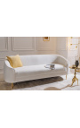 MALO 3-Sitzer-Sofa aus korbförmigem weißem Lockensamt und goldenen Füßen
