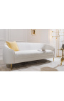 MALO 3 személyes kanapé kosár alakú fehér göndör bársonyból és arany lábbal