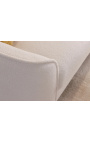 Sofá MALO de 3 plazas en forma de cesta de terciopelo blanco rizado y pies dorados