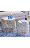 Set of 2 round-up tables CORY metal and aluminium silver