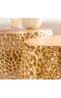Conjunto de 2 mesas redondas CORY de metal y aluminio dorado