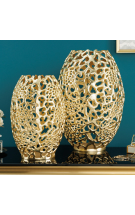 Vaso decorativo CORY de metal y aluminio dorado - 40 cm