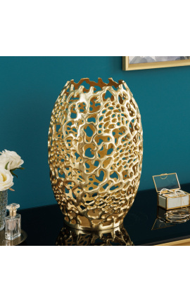 CORY steel and gold metal decorative vase - 40 cm